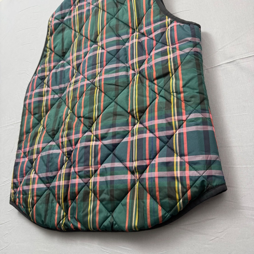 J.Crew Womens Excursion Quilted Vest Green Pink Plaid Full Zip Pockets Size S - Picture 5 of 6